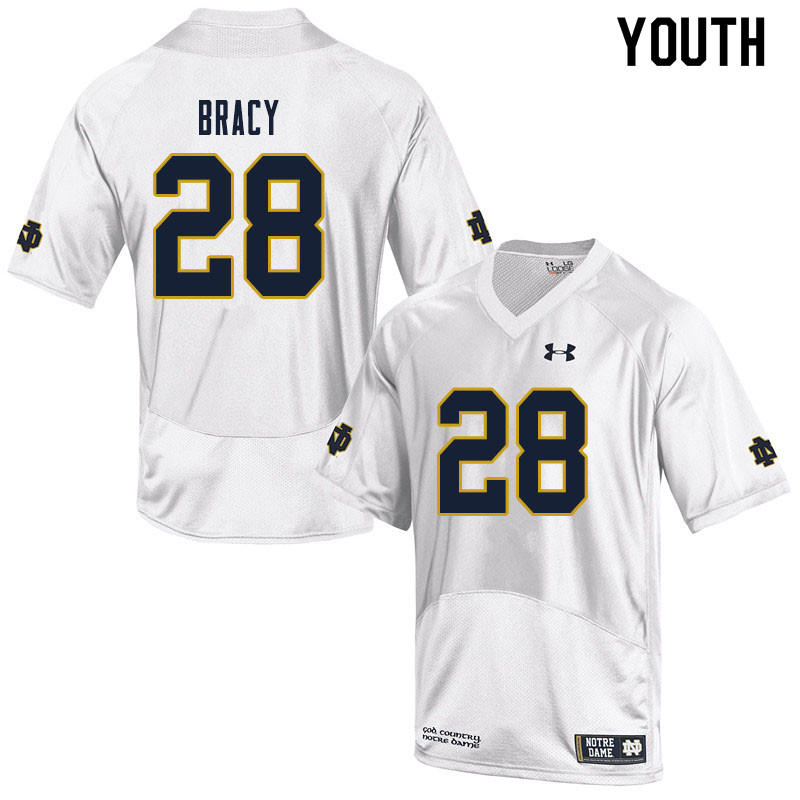 Youth NCAA Notre Dame Fighting Irish #28 TaRiq Bracy Stitched College Under Armour Authentic White Football Jersey KF10K57YT